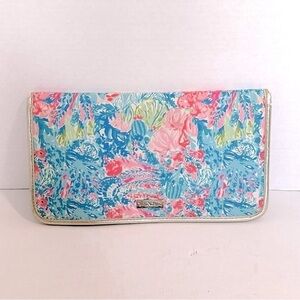Lilly Pulitzer fished my wish Pink and Blue travel Clutch folio EUC